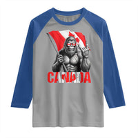Bigfoot Canada Flag Raglan Shirt Canadian Maple Leaf Patriotic Sasquatch
