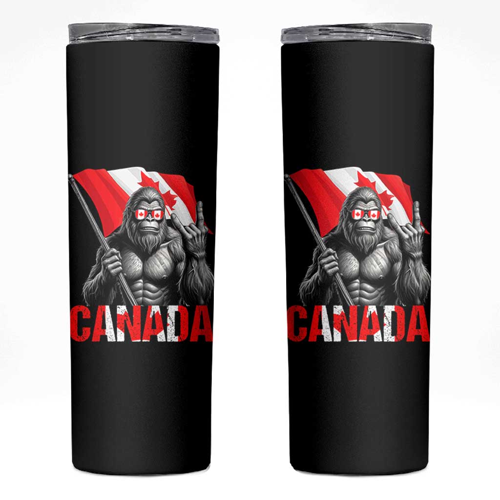 Bigfoot Canada Flag Skinny Tumbler Canadian Maple Leaf Patriotic Sasquatch