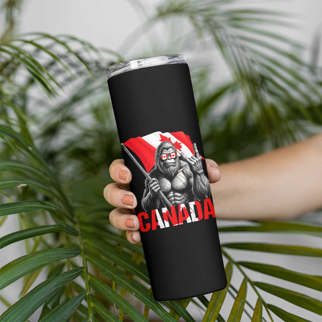Bigfoot Canada Flag Skinny Tumbler Canadian Maple Leaf Patriotic Sasquatch