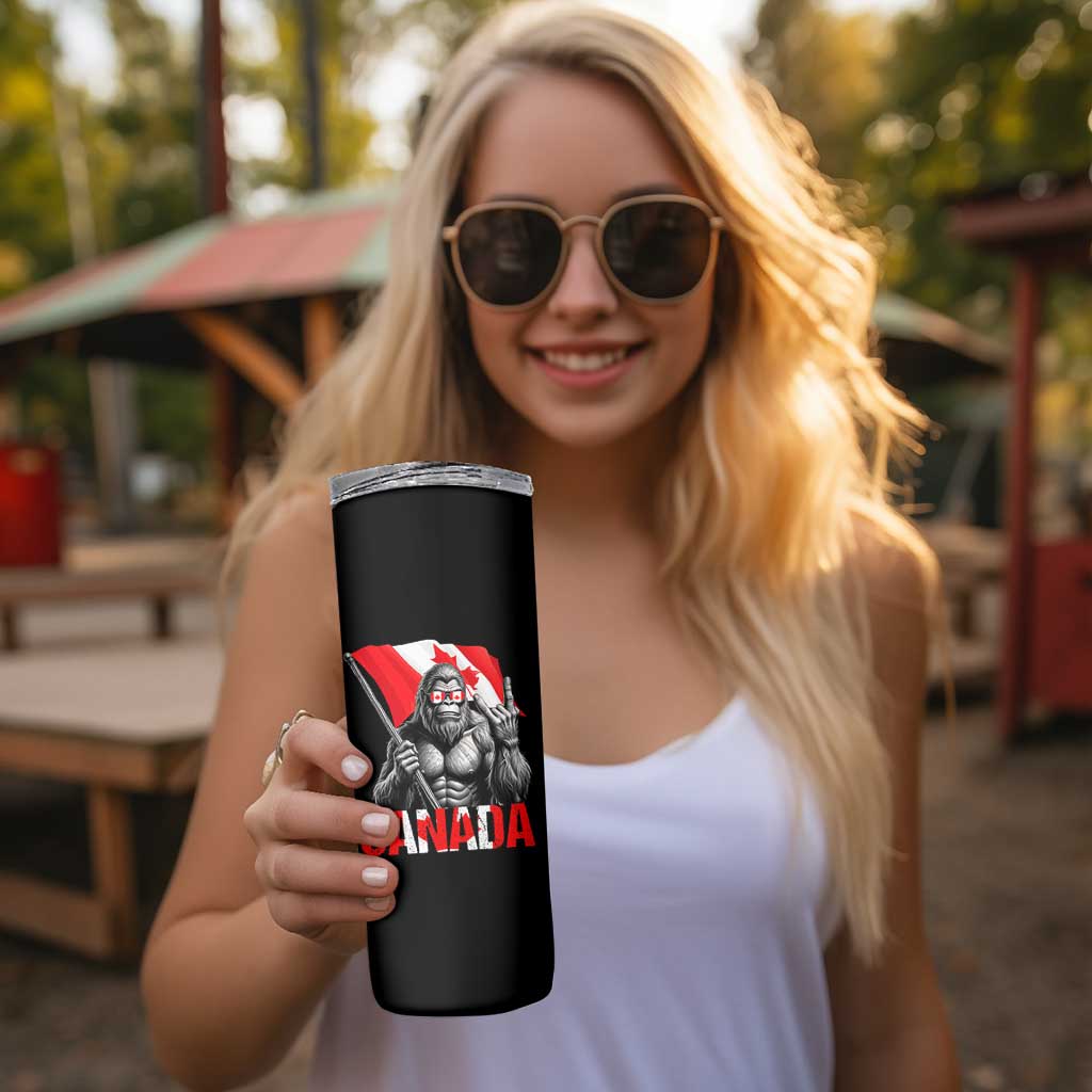 Bigfoot Canada Flag Skinny Tumbler Canadian Maple Leaf Patriotic Sasquatch