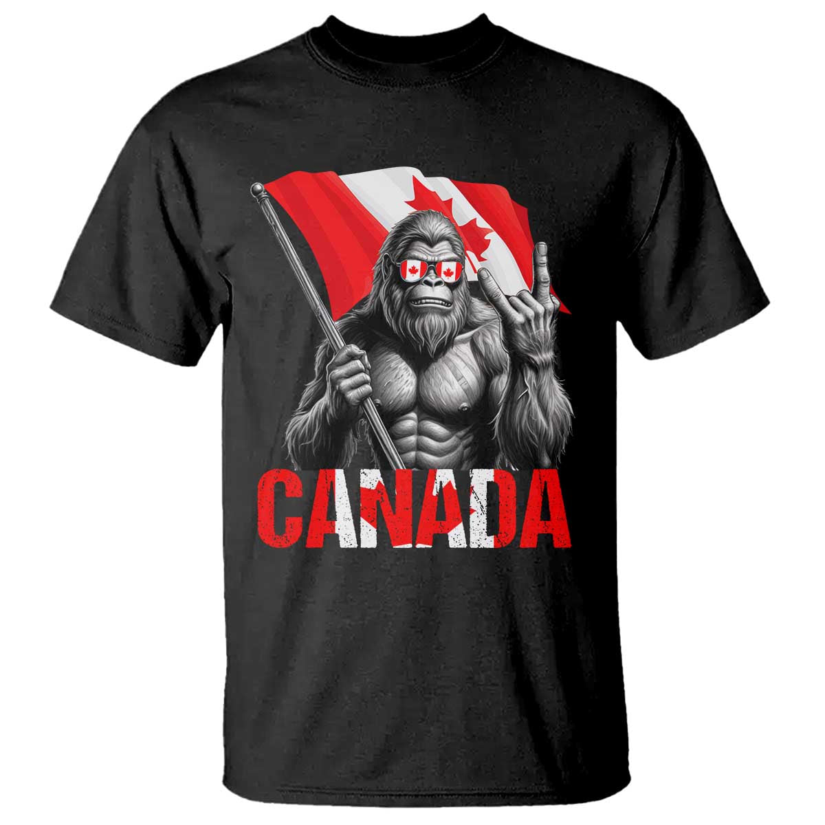 Bigfoot Canada Flag T Shirt Canadian Maple Leaf Patriotic Sasquatch