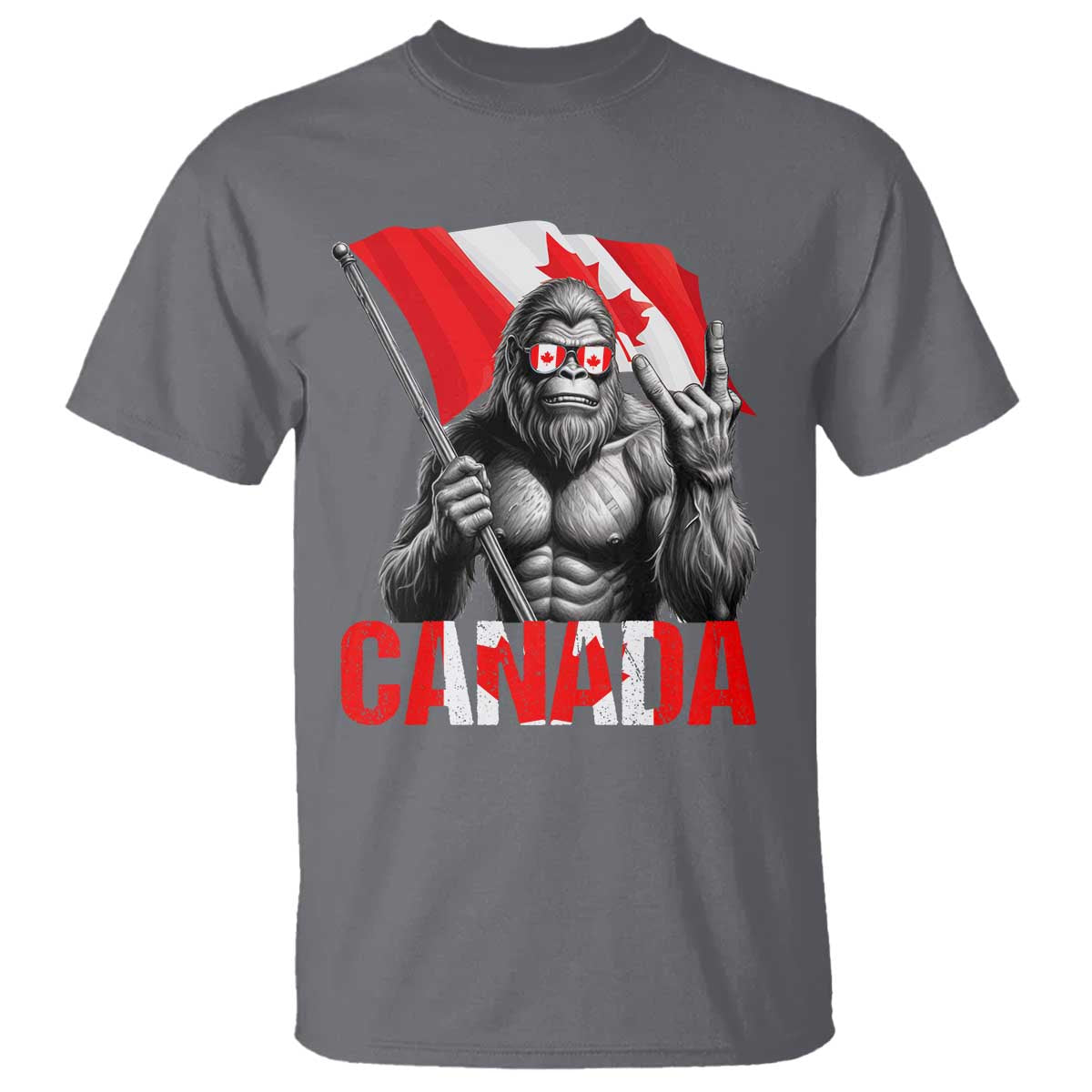 Bigfoot Canada Flag T Shirt Canadian Maple Leaf Patriotic Sasquatch