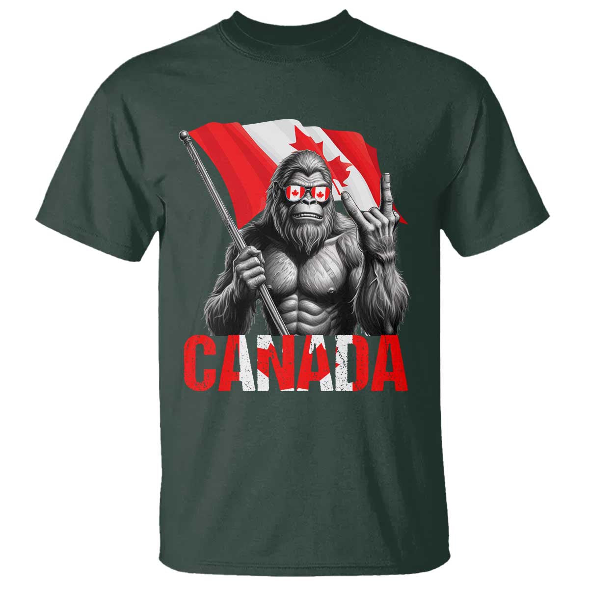 Bigfoot Canada Flag T Shirt Canadian Maple Leaf Patriotic Sasquatch