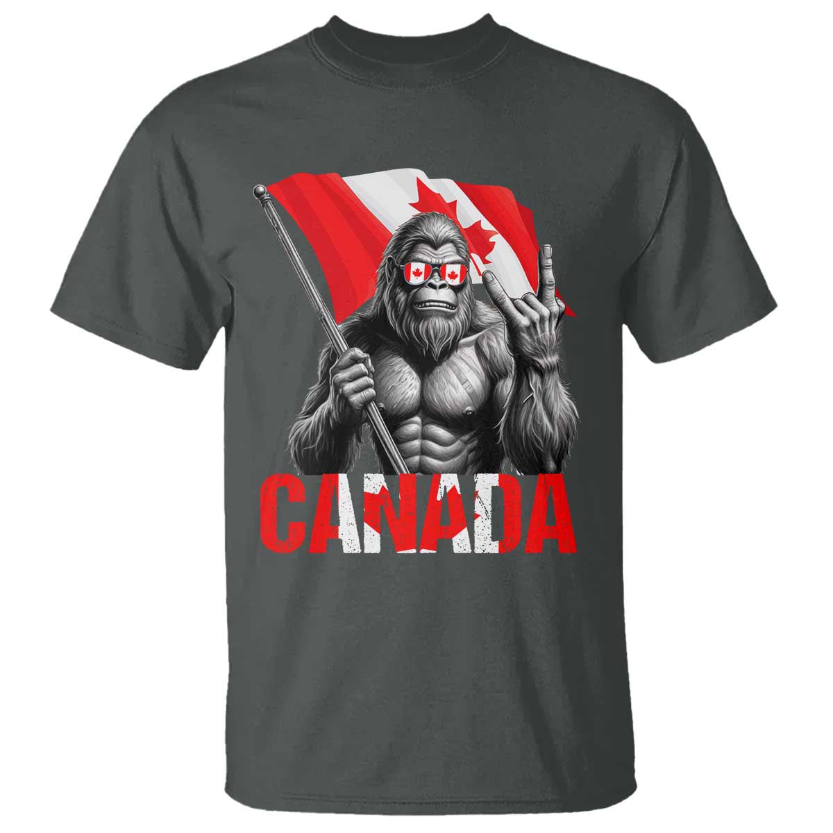 Bigfoot Canada Flag T Shirt Canadian Maple Leaf Patriotic Sasquatch
