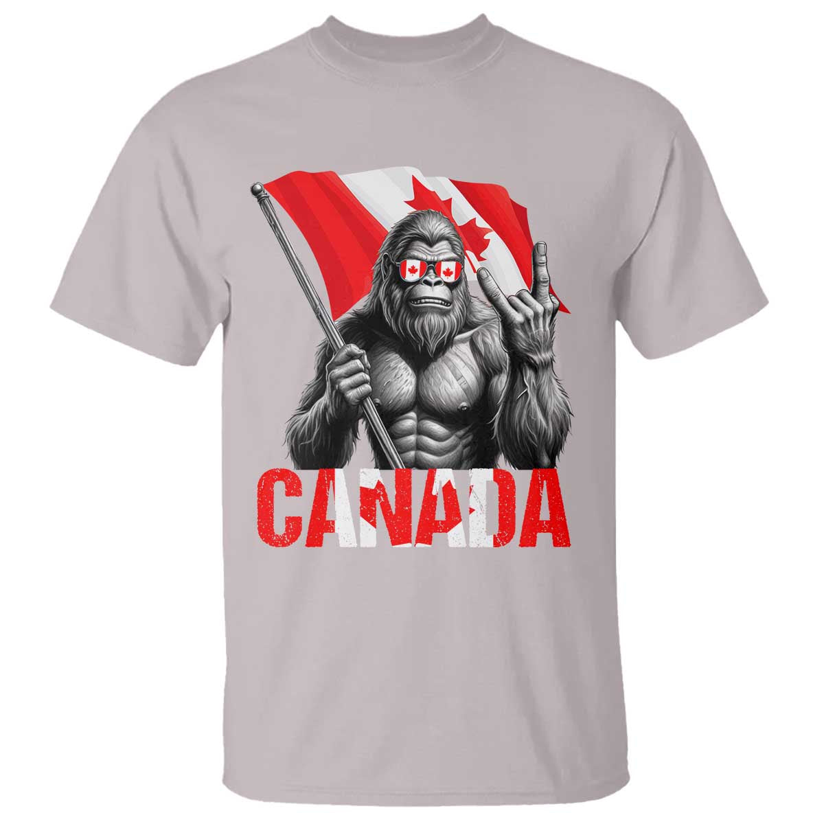 Bigfoot Canada Flag T Shirt Canadian Maple Leaf Patriotic Sasquatch