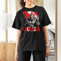 Bigfoot Canada Flag T Shirt For Women Canadian Maple Leaf Patriotic Sasquatch