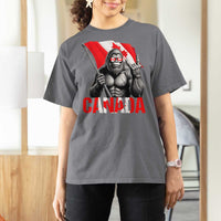 Bigfoot Canada Flag T Shirt For Women Canadian Maple Leaf Patriotic Sasquatch