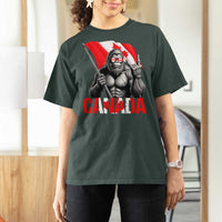 Bigfoot Canada Flag T Shirt For Women Canadian Maple Leaf Patriotic Sasquatch