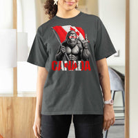 Bigfoot Canada Flag T Shirt For Women Canadian Maple Leaf Patriotic Sasquatch