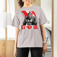 Bigfoot Canada Flag T Shirt For Women Canadian Maple Leaf Patriotic Sasquatch