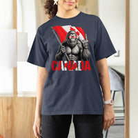 Bigfoot Canada Flag T Shirt For Women Canadian Maple Leaf Patriotic Sasquatch