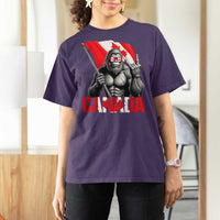 Bigfoot Canada Flag T Shirt For Women Canadian Maple Leaf Patriotic Sasquatch