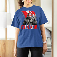 Bigfoot Canada Flag T Shirt For Women Canadian Maple Leaf Patriotic Sasquatch