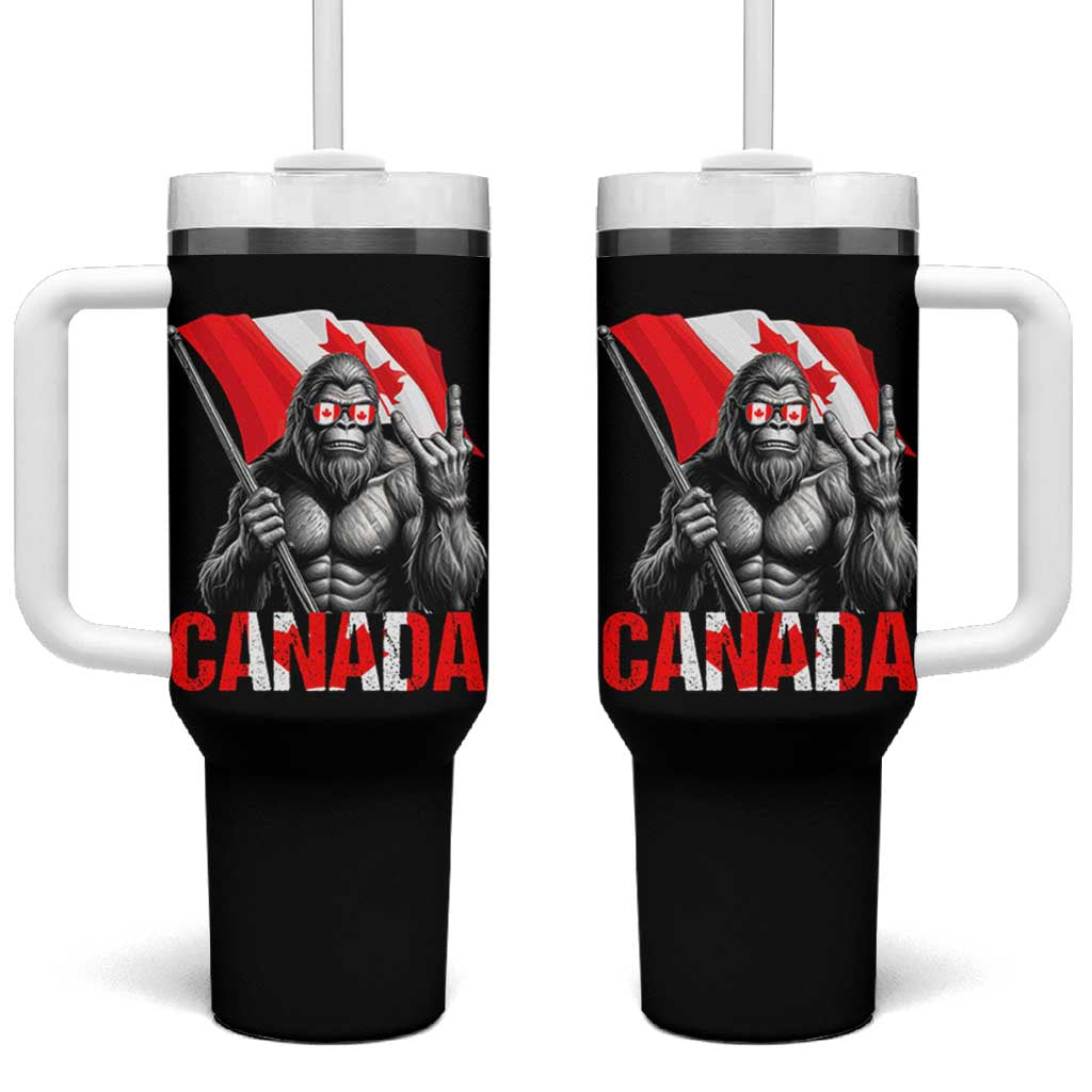 Bigfoot Canada Flag Tumbler With Handle Canadian Maple Leaf Patriotic Sasquatch
