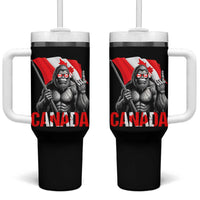 Bigfoot Canada Flag Tumbler With Handle Canadian Maple Leaf Patriotic Sasquatch