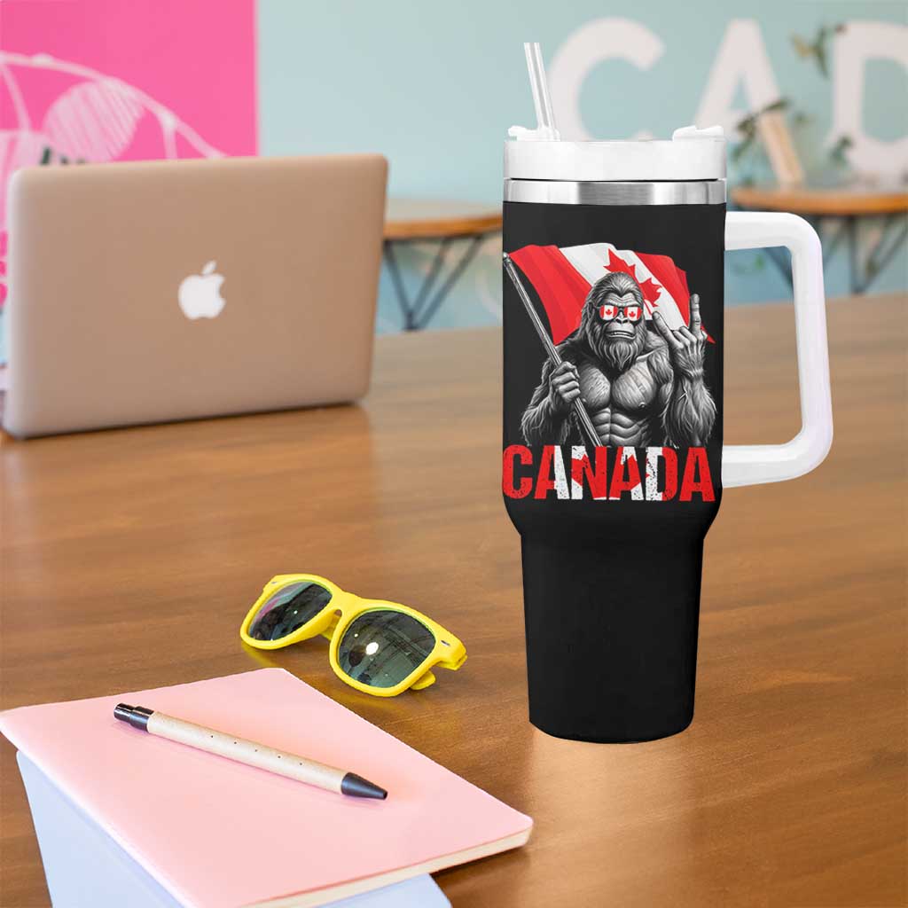Bigfoot Canada Flag Tumbler With Handle Canadian Maple Leaf Patriotic Sasquatch