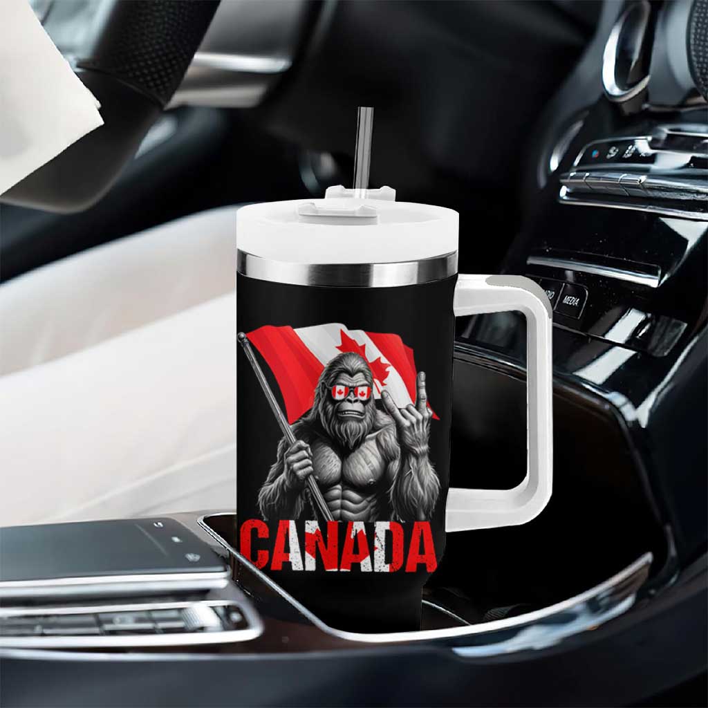 Bigfoot Canada Flag Tumbler With Handle Canadian Maple Leaf Patriotic Sasquatch