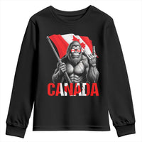 Bigfoot Canada Flag Youth Sweatshirt Canadian Maple Leaf Patriotic Sasquatch