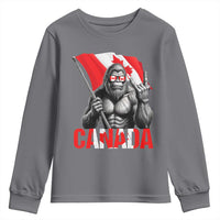 Bigfoot Canada Flag Youth Sweatshirt Canadian Maple Leaf Patriotic Sasquatch