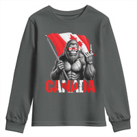 Bigfoot Canada Flag Youth Sweatshirt Canadian Maple Leaf Patriotic Sasquatch