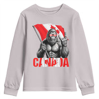 Bigfoot Canada Flag Youth Sweatshirt Canadian Maple Leaf Patriotic Sasquatch