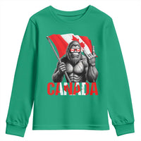 Bigfoot Canada Flag Youth Sweatshirt Canadian Maple Leaf Patriotic Sasquatch