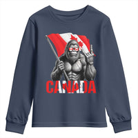 Bigfoot Canada Flag Youth Sweatshirt Canadian Maple Leaf Patriotic Sasquatch