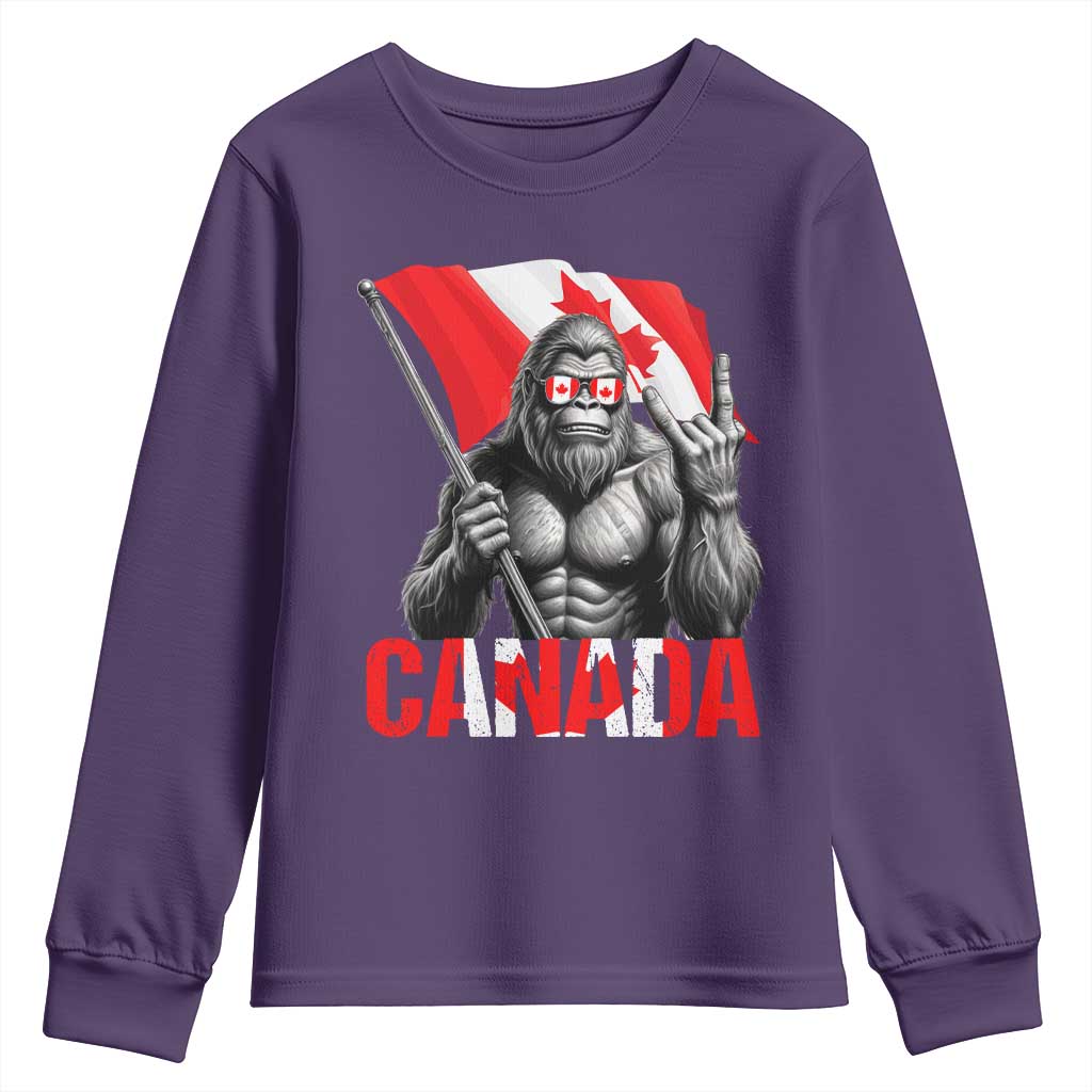 Bigfoot Canada Flag Youth Sweatshirt Canadian Maple Leaf Patriotic Sasquatch