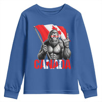 Bigfoot Canada Flag Youth Sweatshirt Canadian Maple Leaf Patriotic Sasquatch