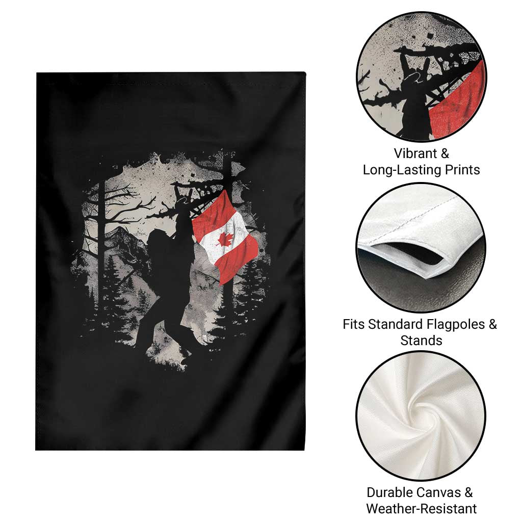 Bigfoot Canada Flag Garden Flag Retro Sasquatch Forest Rock On