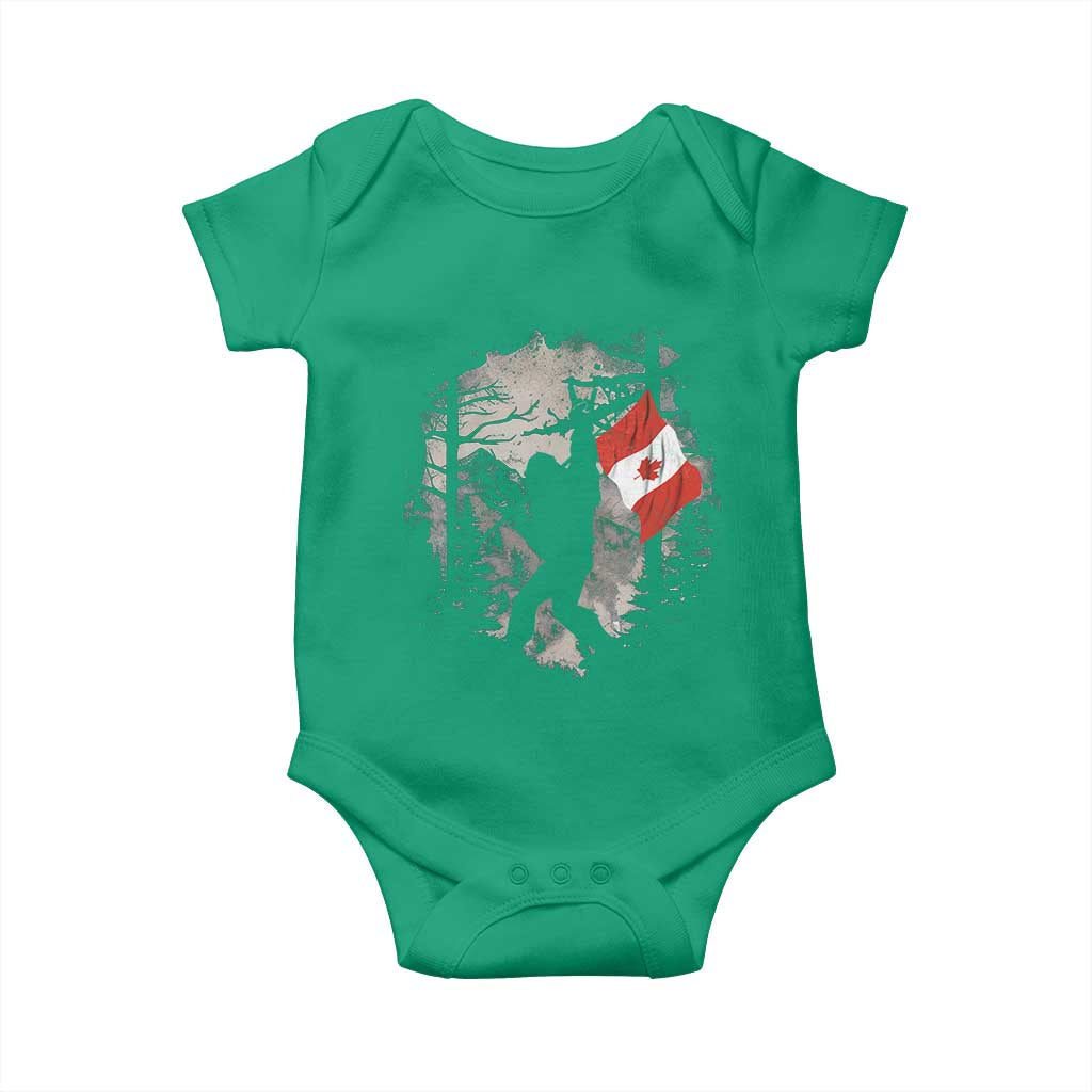 Bigfoot Canada Flag Baby Onesie Retro Sasquatch Forest Rock On