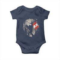 Bigfoot Canada Flag Baby Onesie Retro Sasquatch Forest Rock On