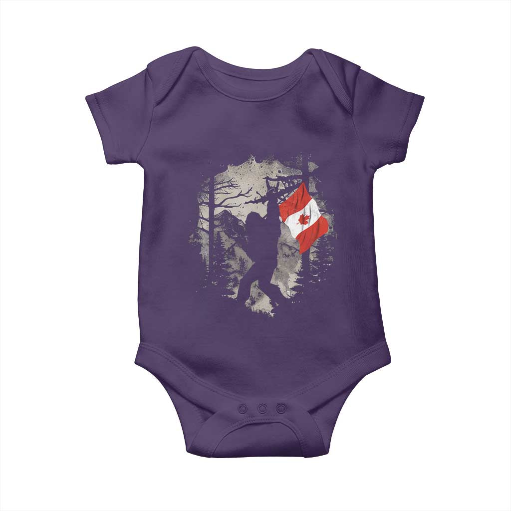 Bigfoot Canada Flag Baby Onesie Retro Sasquatch Forest Rock On