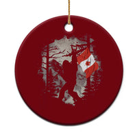 Bigfoot Canada Flag Ceramic Ornament Retro Sasquatch Forest Rock On