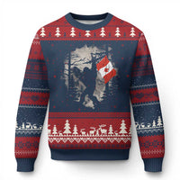 Bigfoot Canada Flag Ugly Christmas Sweater Retro Sasquatch Forest Rock On