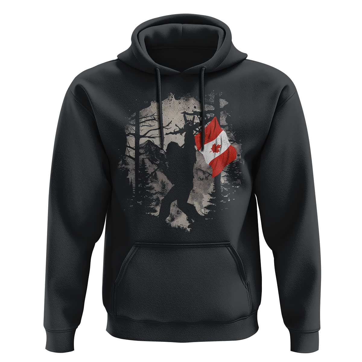 Bigfoot Canada Flag Hoodie Retro Sasquatch Forest Rock On