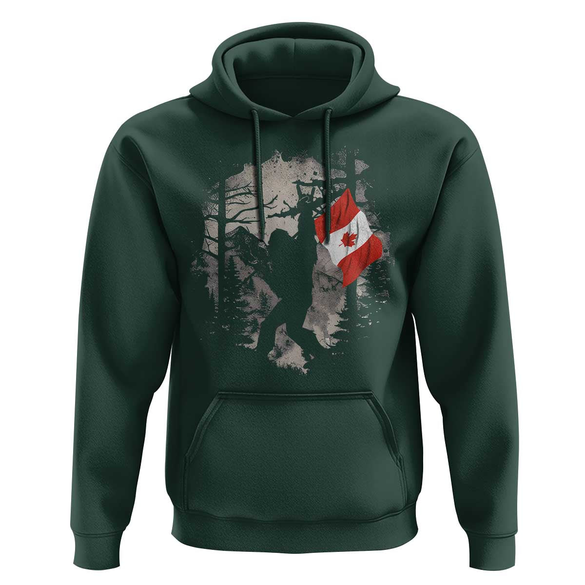Bigfoot Canada Flag Hoodie Retro Sasquatch Forest Rock On