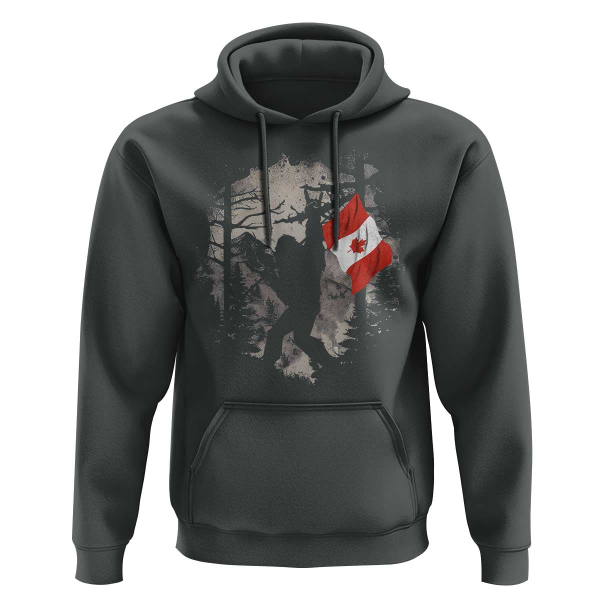 Bigfoot Canada Flag Hoodie Retro Sasquatch Forest Rock On