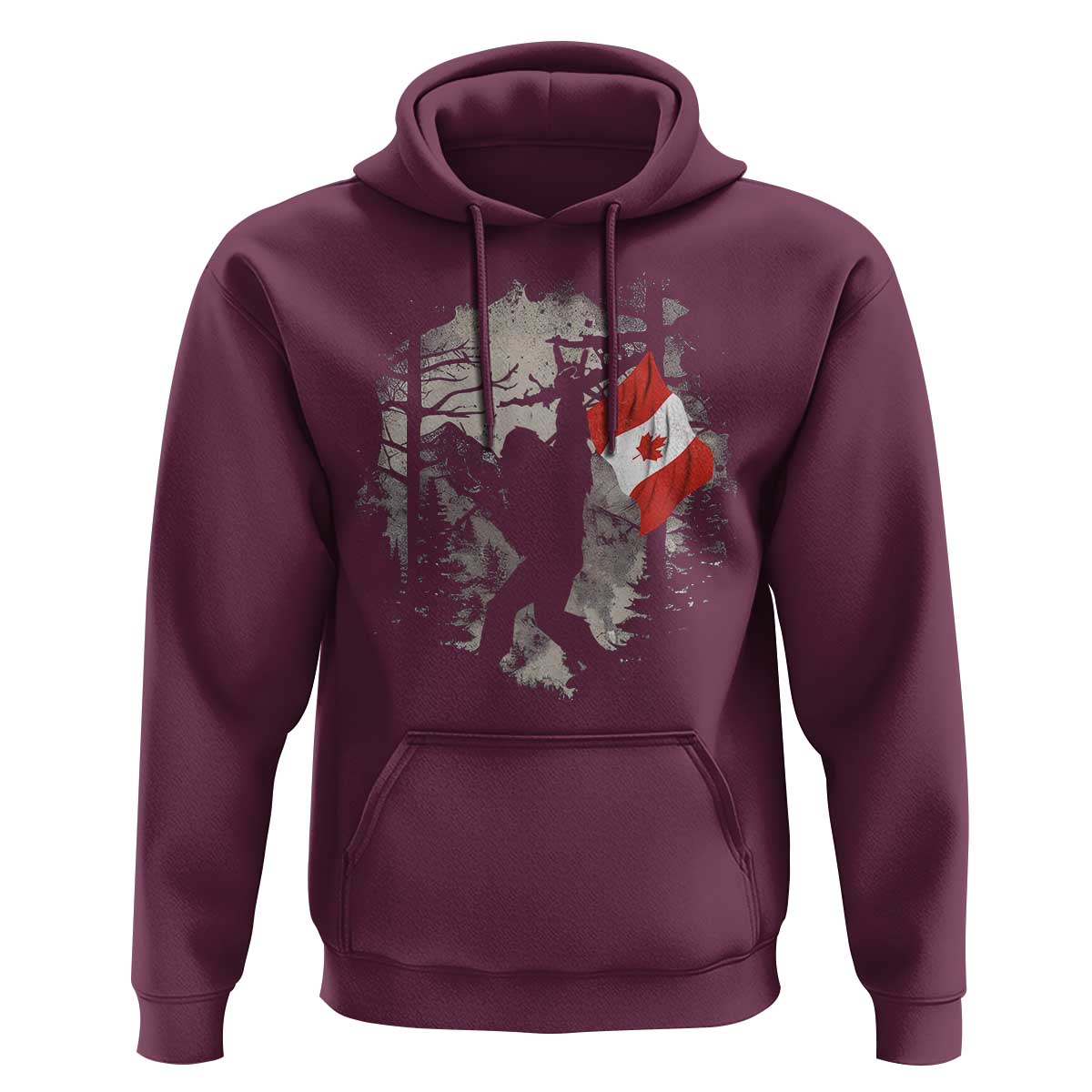 Bigfoot Canada Flag Hoodie Retro Sasquatch Forest Rock On
