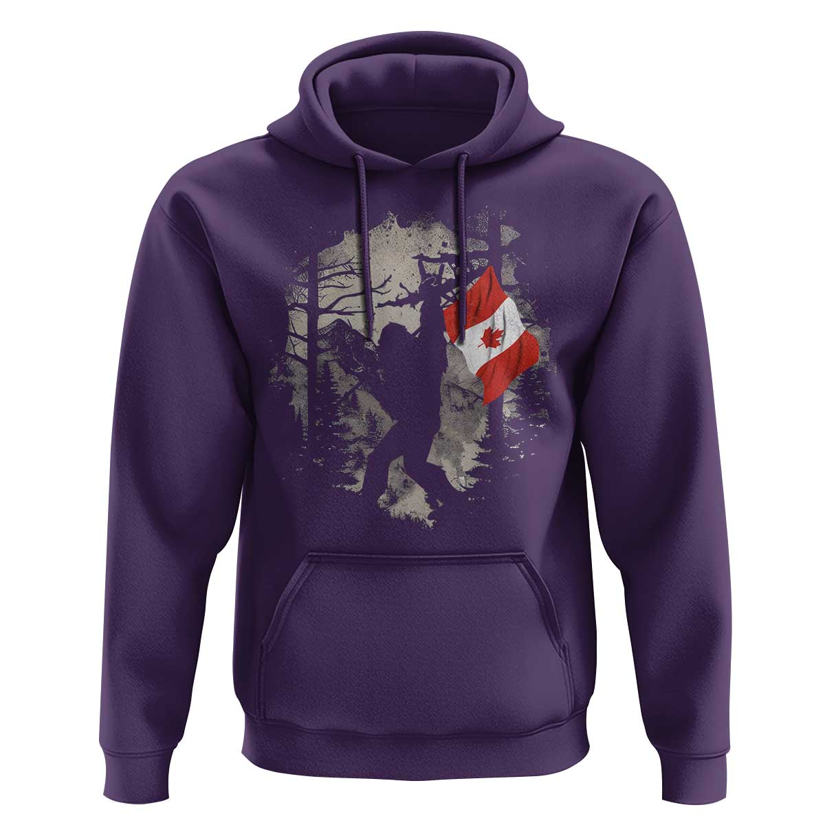 Bigfoot Canada Flag Hoodie Retro Sasquatch Forest Rock On