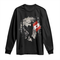 Bigfoot Canada Flag Long Sleeve Shirt Retro Sasquatch Forest Rock On