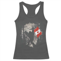 Bigfoot Canada Flag Racerback Tank Top Retro Sasquatch Forest Rock On