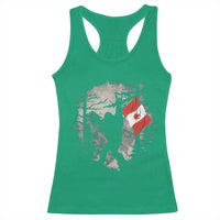 Bigfoot Canada Flag Racerback Tank Top Retro Sasquatch Forest Rock On