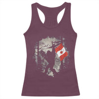 Bigfoot Canada Flag Racerback Tank Top Retro Sasquatch Forest Rock On