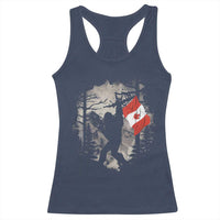 Bigfoot Canada Flag Racerback Tank Top Retro Sasquatch Forest Rock On