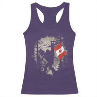 Bigfoot Canada Flag Racerback Tank Top Retro Sasquatch Forest Rock On