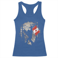 Bigfoot Canada Flag Racerback Tank Top Retro Sasquatch Forest Rock On