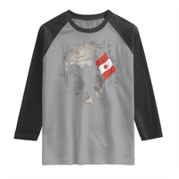 Bigfoot Canada Flag Raglan Shirt Retro Sasquatch Forest Rock On