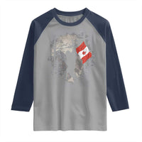 Bigfoot Canada Flag Raglan Shirt Retro Sasquatch Forest Rock On