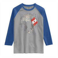 Bigfoot Canada Flag Raglan Shirt Retro Sasquatch Forest Rock On